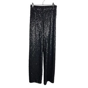 Calzedonia Black Sequin Wide Leg Pants Sparkly Party Occasion Evening Small